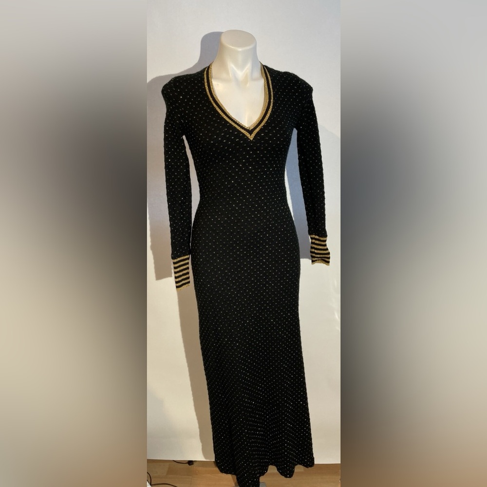 Vintage knit Perullo tennis gown black and gold